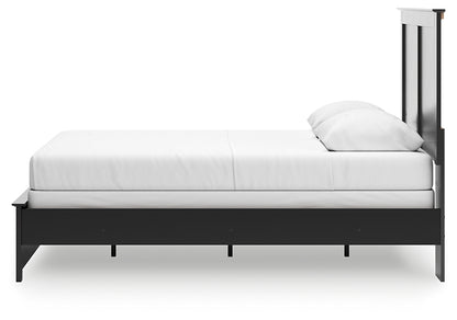 Queen Panel Bed with Mirrored Dresser and Chest