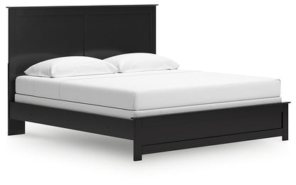 King Panel Bed with Mirrored Dresser and Chest