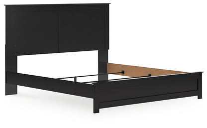 King Panel Bed with Mirrored Dresser and Chest