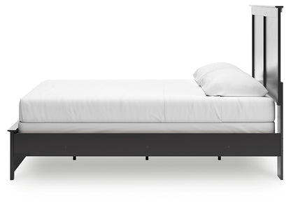 King Panel Bed with Mirrored Dresser and Chest