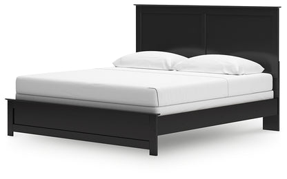 King Panel Bed with Mirrored Dresser and Chest