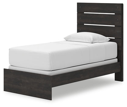Hollivern Twin Panel Bed with Mirrored Dresser