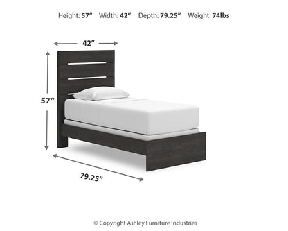 Hollivern Twin Panel Bed with Mirrored Dresser