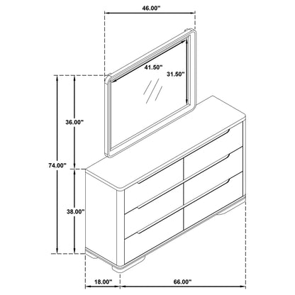 Ladera 6-drawer Bedroom Dresser and Mirror Light Elm