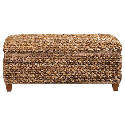Laughton Hand-Woven Banana Leaf Storage Bench Amber