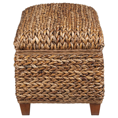 Laughton Hand-Woven Banana Leaf Storage Bench Amber