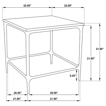Ebby Square Genuine Marble Top Metal End Table White