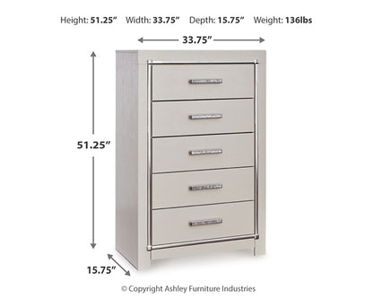 Zyniden Full Upholstered Panel Headboard with Mirrored Dresser and Chest