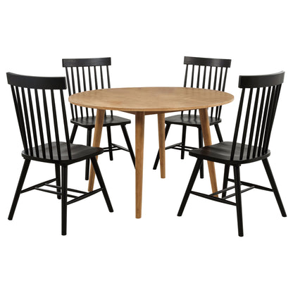 Andrews 5-piece Round Dining Table Set Light Ash and Black