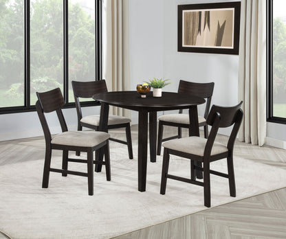 Catley 5-piece Round Drop Leaf Dining Table Set Dark Coffee