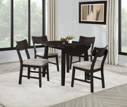 Catley 5-piece Round Drop Leaf Dining Table Set Dark Coffee