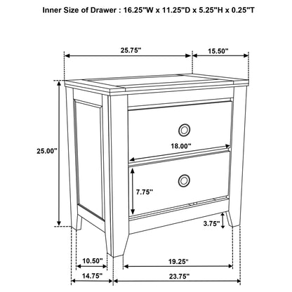 Hazlewood 2-drawer Nightstand Bedside Table Vineyard Oak