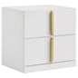 Ines 2-drawer Nightstand Bedside Table White High Gloss
