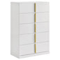 Ines 5-drawer Bedroom Chest of Drawers White High Gloss