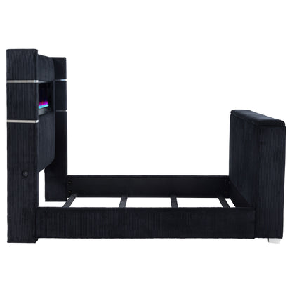 Tisdall Queen Flame Visualizer Wingback TV Bed Black