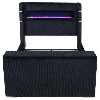 Tisdall Queen Flame Visualizer Wingback TV Bed Black