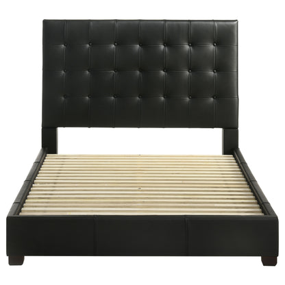 Medley Genuine Leather Queen Panel Platform Bed Black