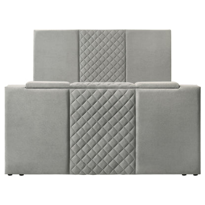 Tara 61-inch Upholstered Eastern King Panel TV Bed Grey
