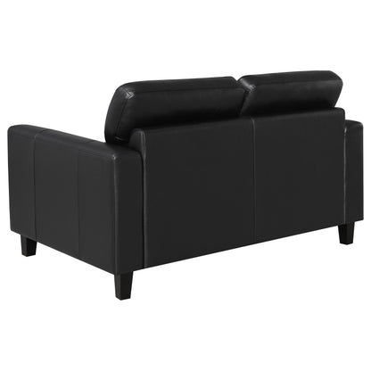 Scotland 2-piece Faux Leather Upholstered Sofa Set Black