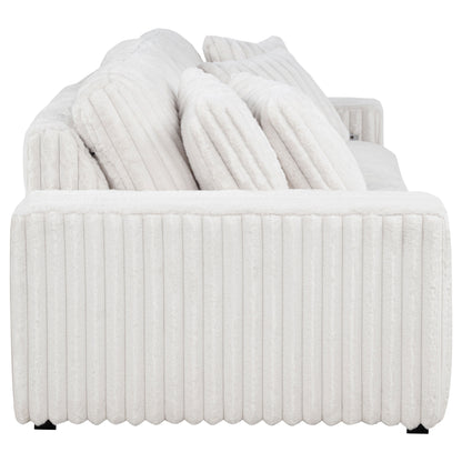 Jacana Corduroy Upholstered Dual Power Chaise Sofa Ivory