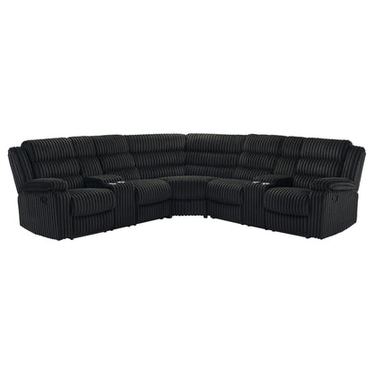 Atkinson Upholstered Reclining Sectional Sofa Black