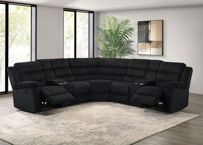 Atkinson Upholstered Reclining Sectional Sofa Black