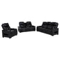 Zuma 3-piece Faux Leather Dual Power LED Sofa Set Black