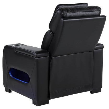 Zuma Faux Leather Upholstered Dual Power LED Recliner Black