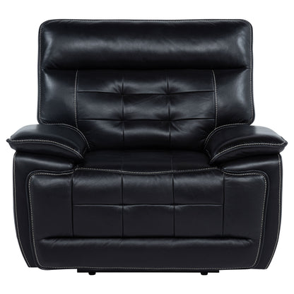 Hewitt Leather Upholstered Dual Power Recliner Chair Black