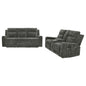 Kennett 2-piece Chenille Power Reclining Sofa Set Dark Grey