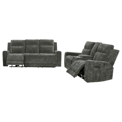 Kennett 3-piece Chenille Power Reclining Sofa Set Dark Grey