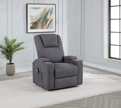 Louie Chenille Upholstered Power Lift Massage Chair Grey