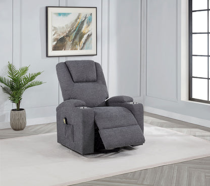 Louie Chenille Upholstered Power Lift Massage Chair Grey