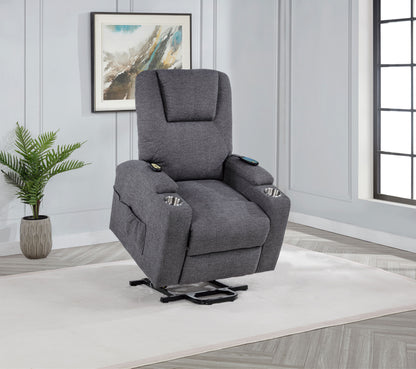 Louie Chenille Upholstered Power Lift Massage Chair Grey