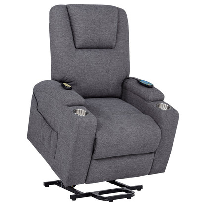 Louie Chenille Upholstered Power Lift Massage Chair Grey