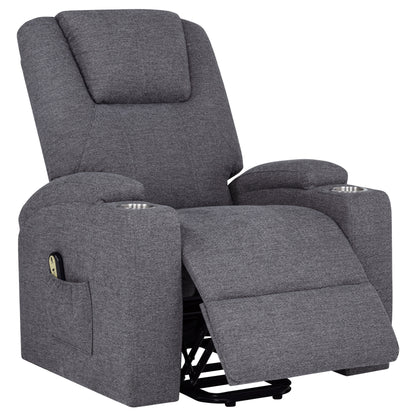 Louie Chenille Upholstered Power Lift Massage Chair Grey