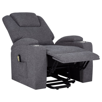 Louie Chenille Upholstered Power Lift Massage Chair Grey