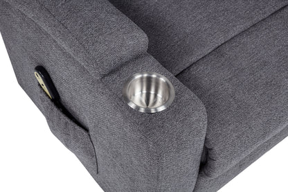 Louie Chenille Upholstered Power Lift Massage Chair Grey
