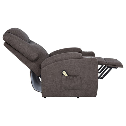 Louie Chenille Upholstered Power Lift Massage Chair Brown