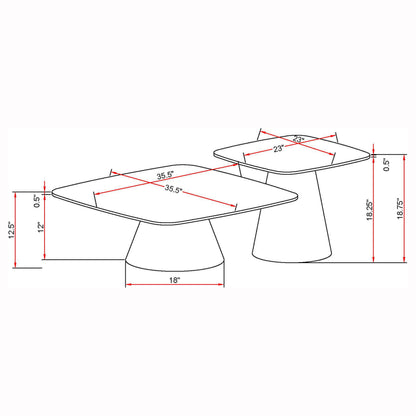 Eason 2-piece Cocktail Coffee Table Set Concrete and Black