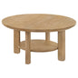 Ottowa 36-inch Round Wood Cocktail Coffee Table Light Oak