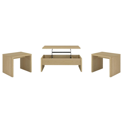 Canoga 3-piece Lift Top Cocktail Coffee Table Set Light Oak
