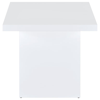 Devar Square Engineered Wood Side End Table White High Gloss