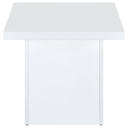 Devar Square Engineered Wood Side End Table White High Gloss