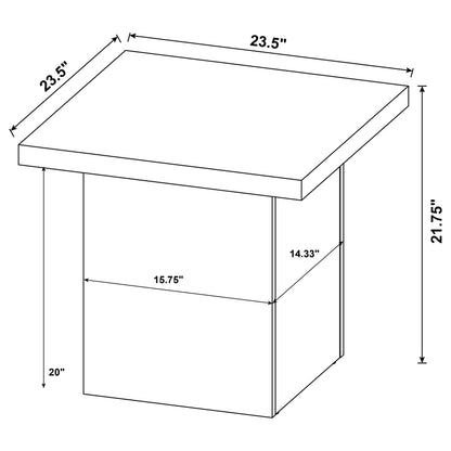 Devar 2-piece Square Coffee End Table Set White High Gloss