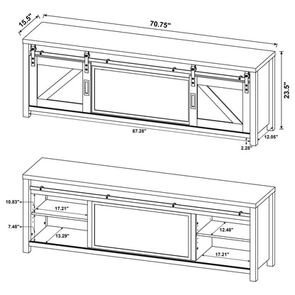 Enfield 71-inch TV Stand Fireplace Media Console Dark Pine