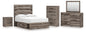 Graystorm Full Panel Bed with Storage with Mirrored Dresser, Chest and Nightstand