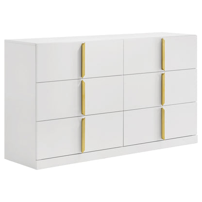 Ines 4-piece Queen Bedroom Set Navy and White High Gloss
