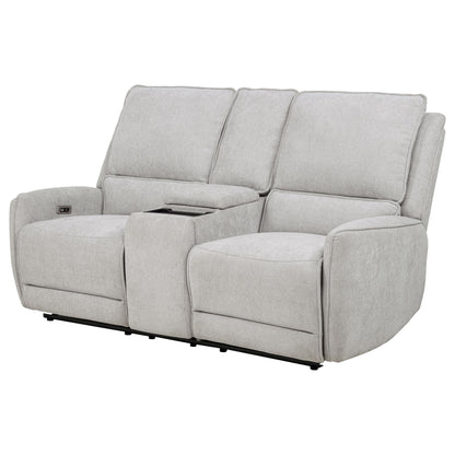 Sylmar Chenille Upholstered Power Reclining Loveseat Dove Grey