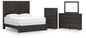 King Panel Storage Bed with Mirrored Dresser and Chest